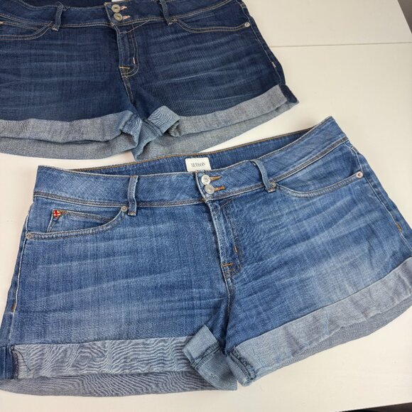 Hudson Jeans denim shorts lot of 2 womens 32 rolled hem 3" inseam - Picture 3 of 8